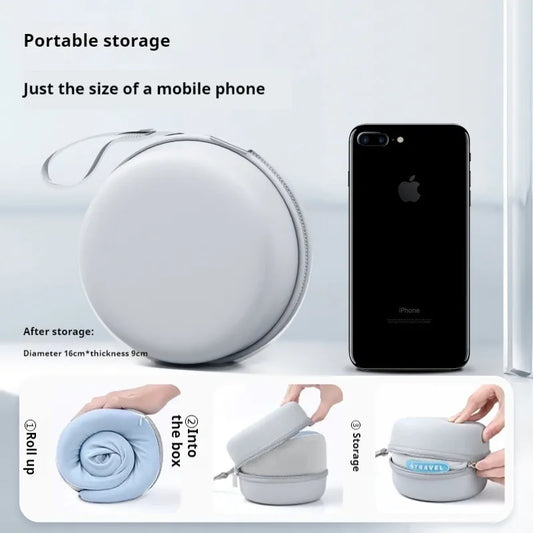 Portable storage case compared to a smartphone with instructions on use.