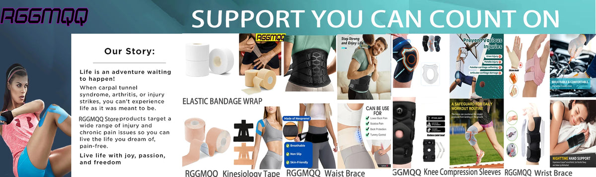 Promotional banner for AGGMQ with images of people using their products and text about support.