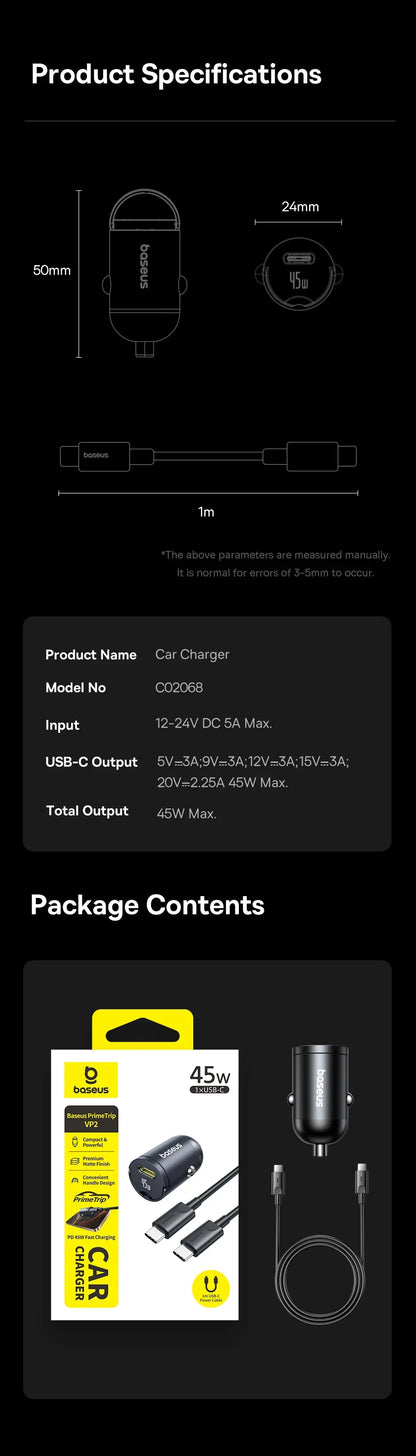 Baseus 45W Mini Car Charger
