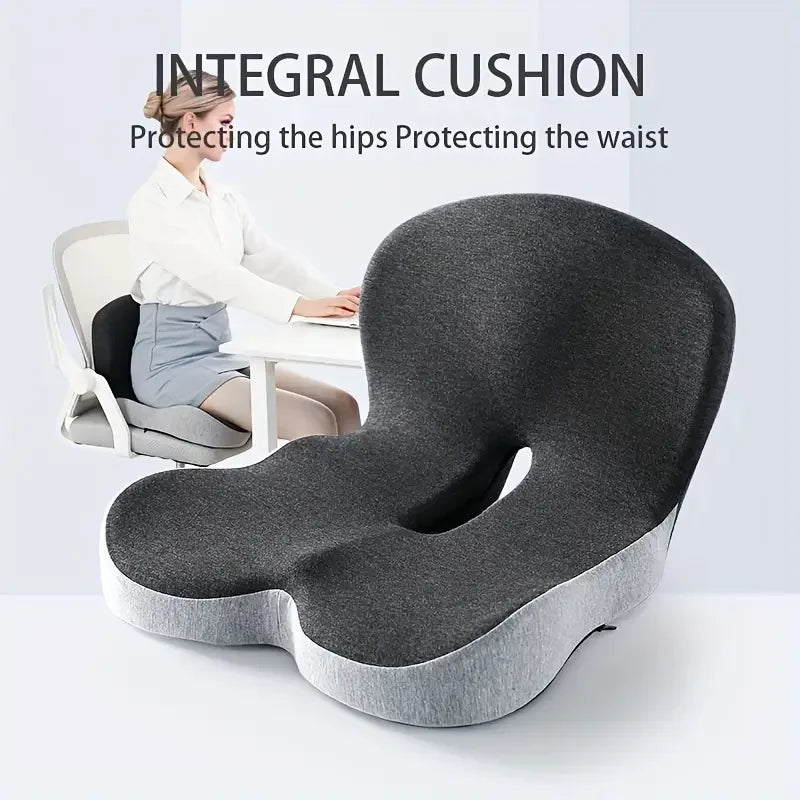 Gray seat cushion with text 'Integral Cushion' on a white background