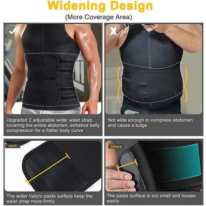Black waist trainer with widening design feature comparison on a gray background