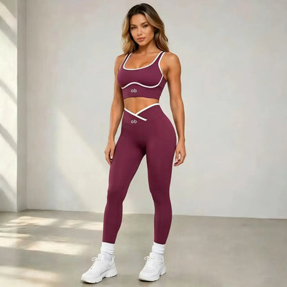 2026 Women's Sporty Sports Bra Fitness Yoga Set High-Waisted Hip-Boosting Yoga Pants with Elegant Style