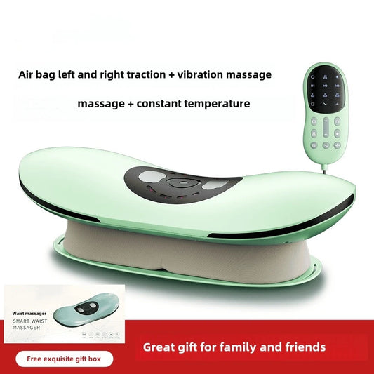Green waist massager with remote control on a white background