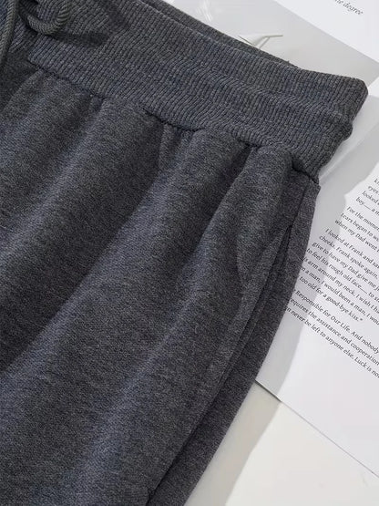Street Trendy Cool Style Men's Loose Legged Sports Pants Printed Sanitary Pants Daily Casual Drawstring Knitted Pants