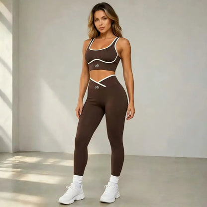 2026 Women's Sporty Sports Bra Fitness Yoga Set High-Waisted Hip-Boosting Yoga Pants with Elegant Style