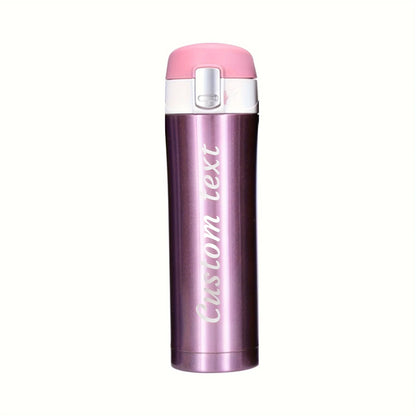 Purple thermos with pink lid on a white background